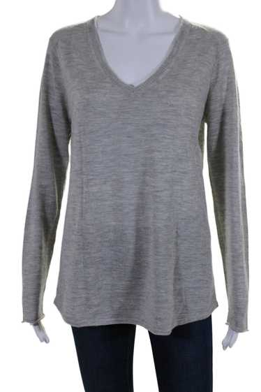 ATM Womens Cashmere Gray V-Neck Long Sleeve Pullov