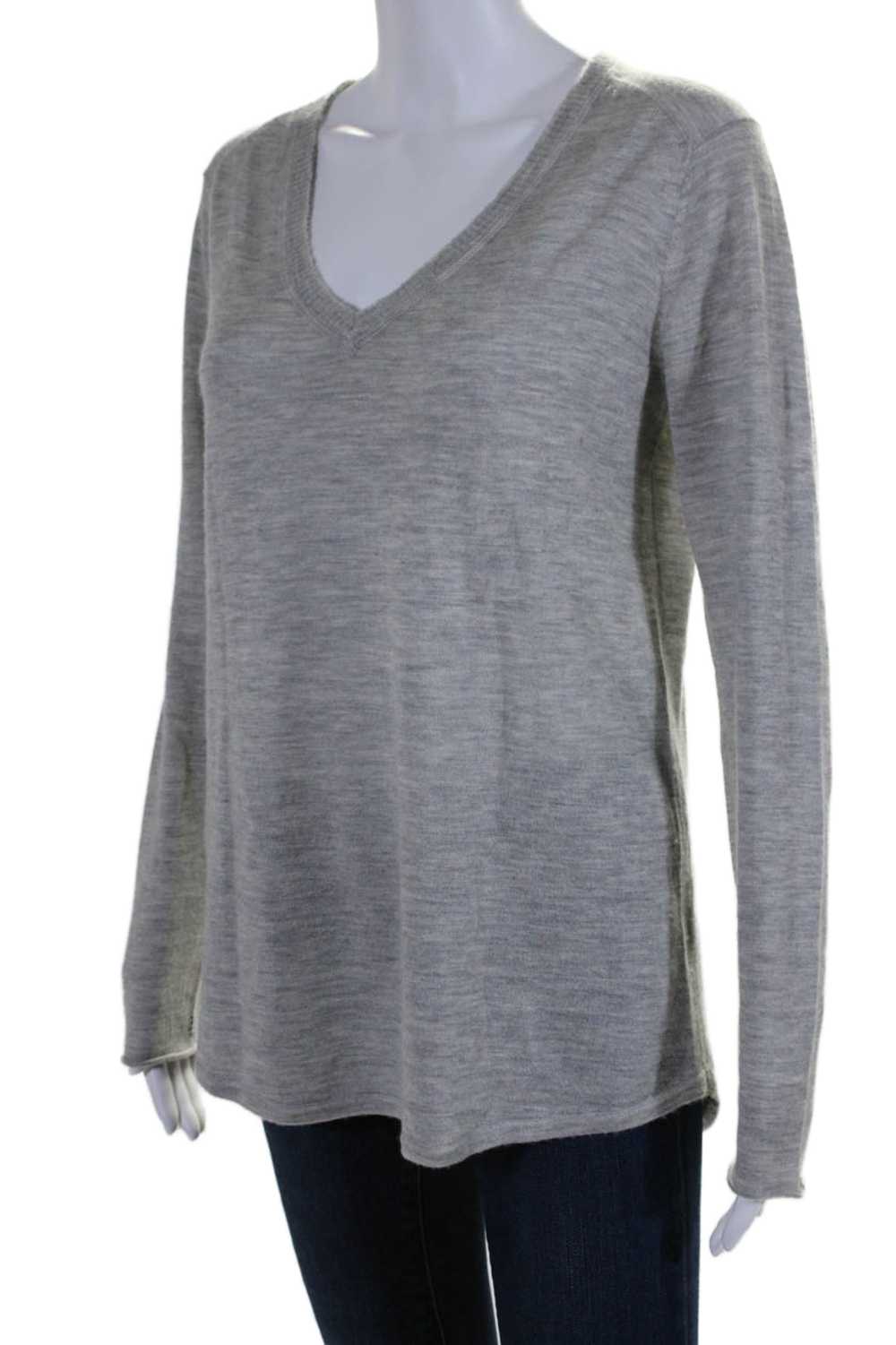 ATM Womens Cashmere Gray V-Neck Long Sleeve Pullo… - image 2