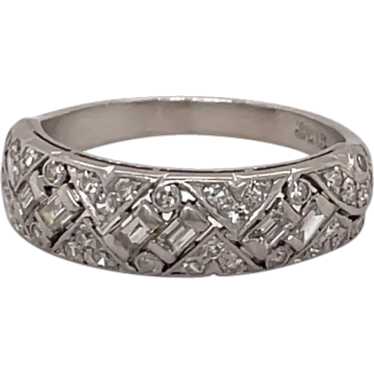 Art Deco Platinum Diamond Band - image 1