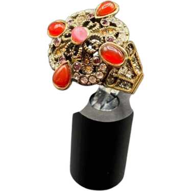 Heidi Daus Ring Size 9 Austrian Crystals Antiqued… - image 1