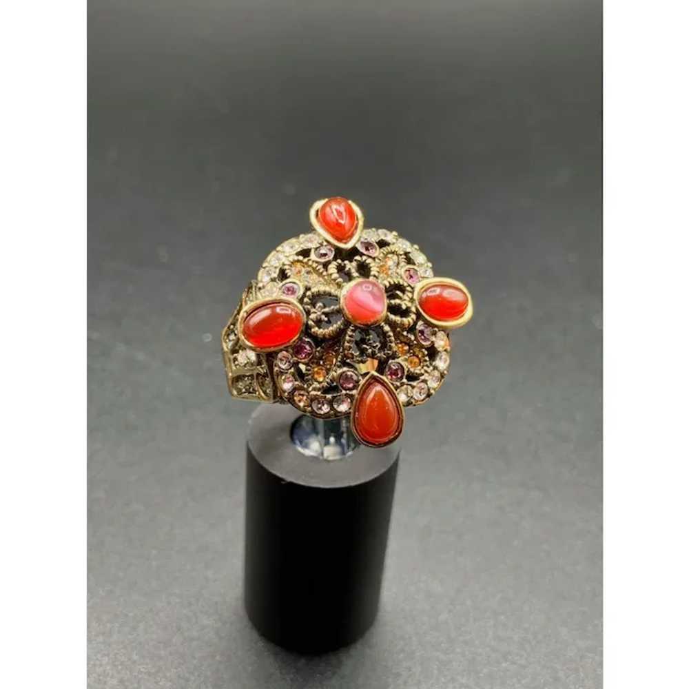 Heidi Daus Ring Size 9 Austrian Crystals Antiqued… - image 2