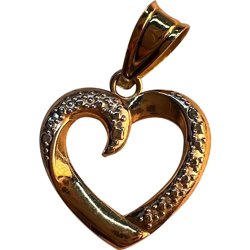 14k Yellow and White Gold Open Ribbon Heart Penda… - image 1