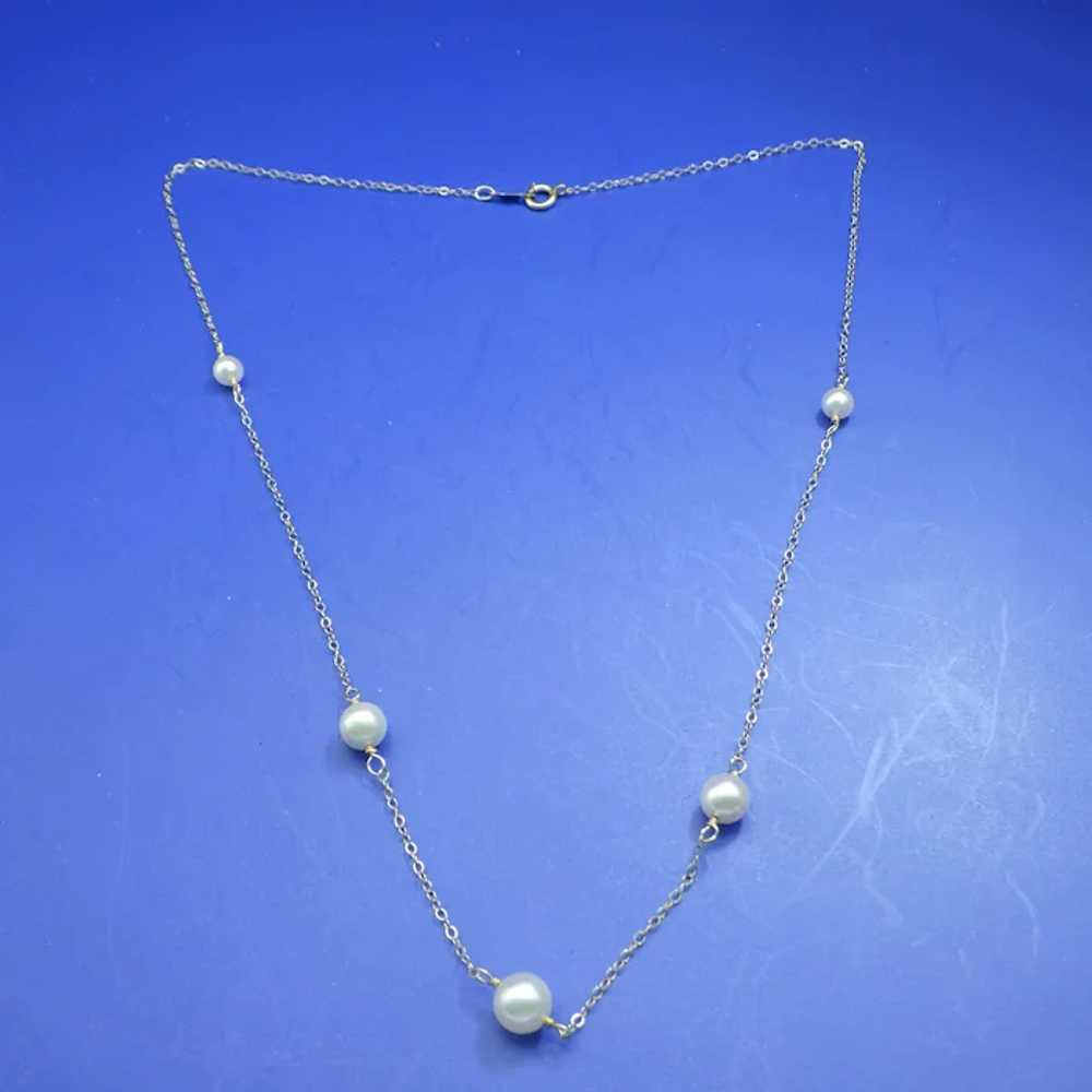 1950s Petite Cultured Pearl necklace 14k, White C… - image 10