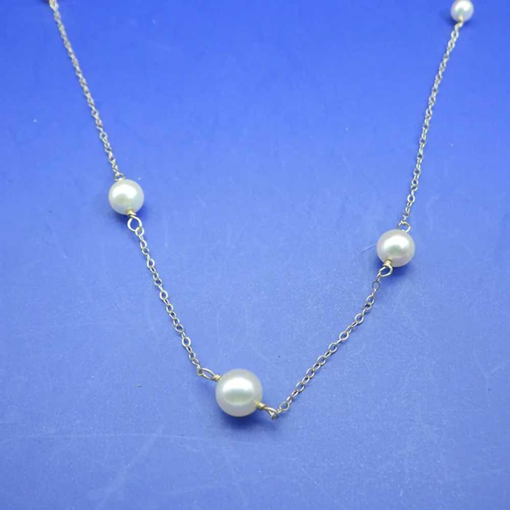 1950s Petite Cultured Pearl necklace 14k, White C… - image 2