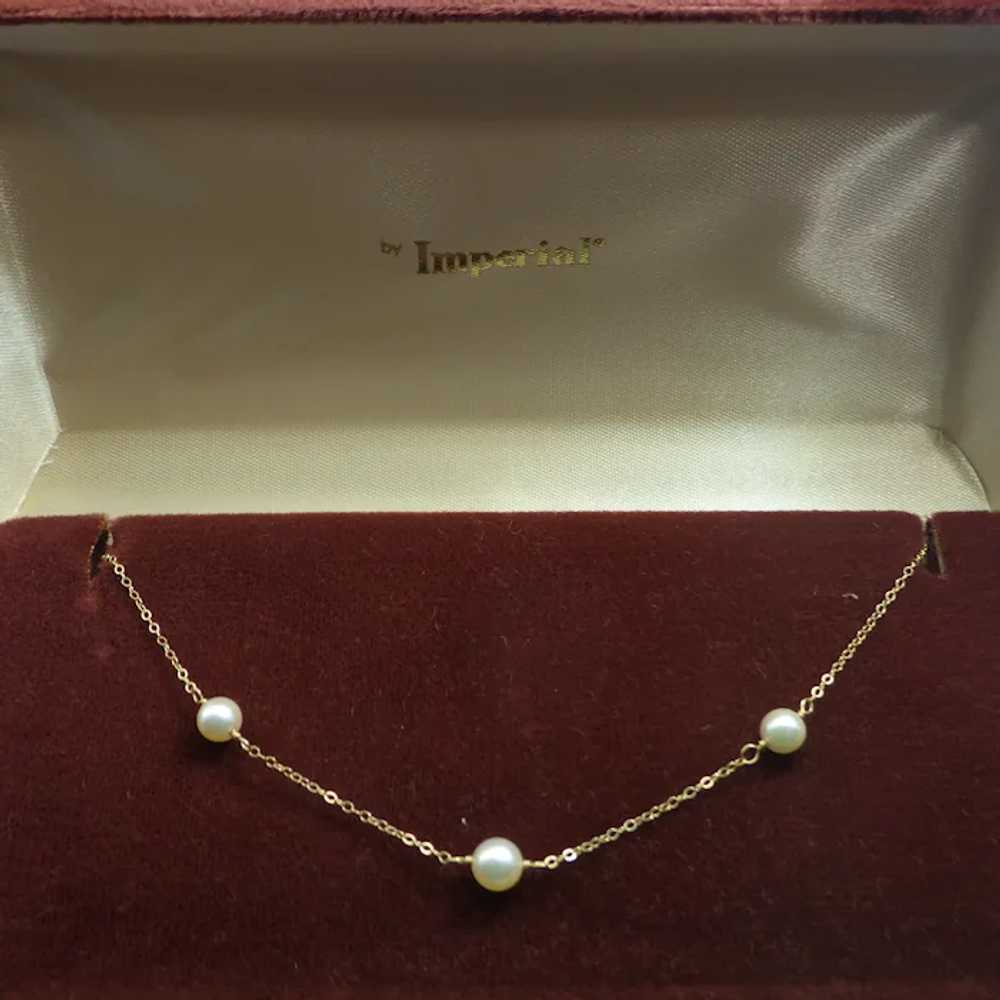 1950s Petite Cultured Pearl necklace 14k, White C… - image 4