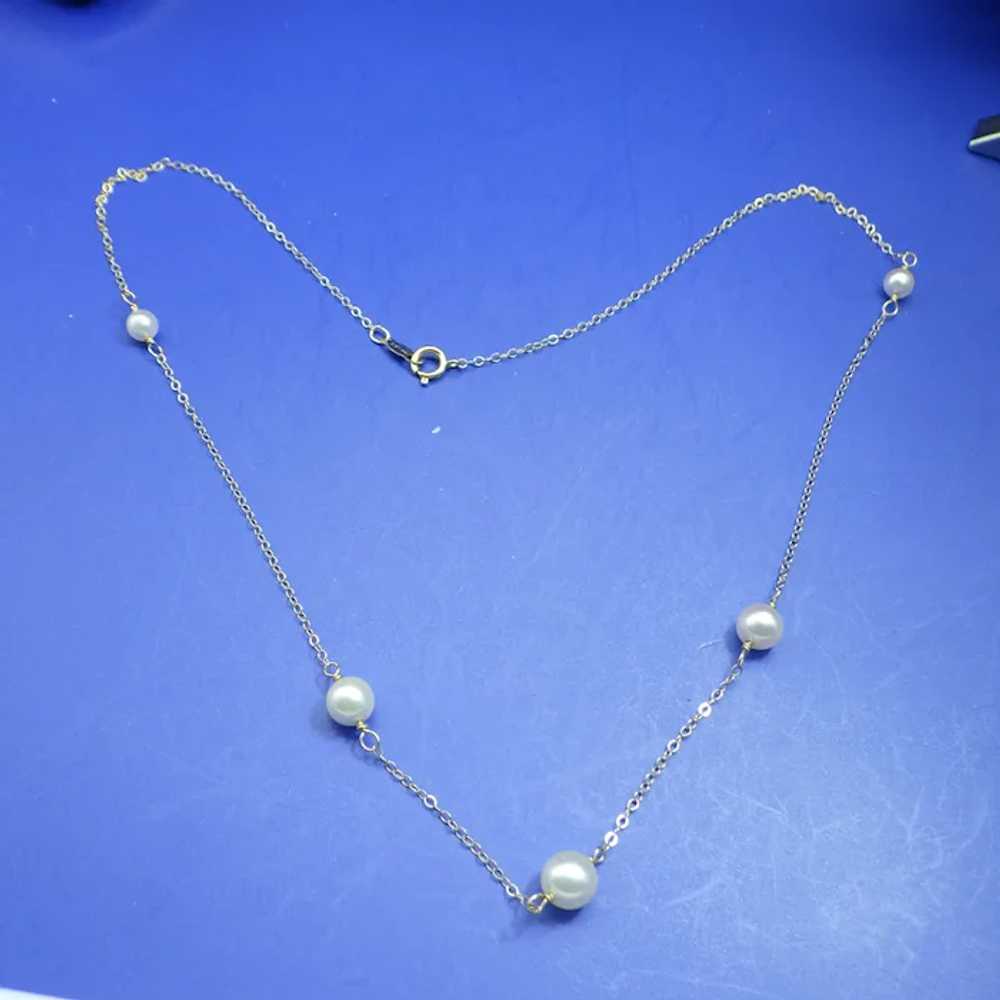 1950s Petite Cultured Pearl necklace 14k, White C… - image 5