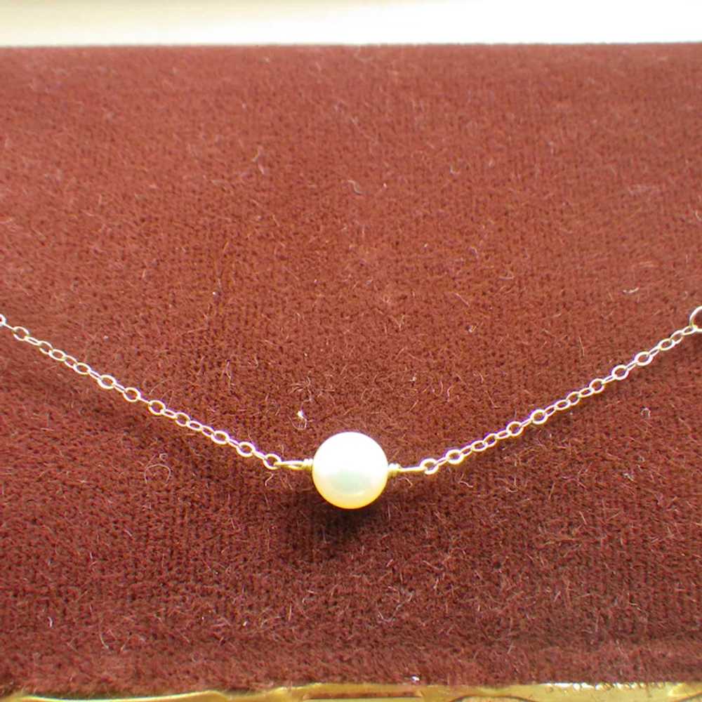 1950s Petite Cultured Pearl necklace 14k, White C… - image 7