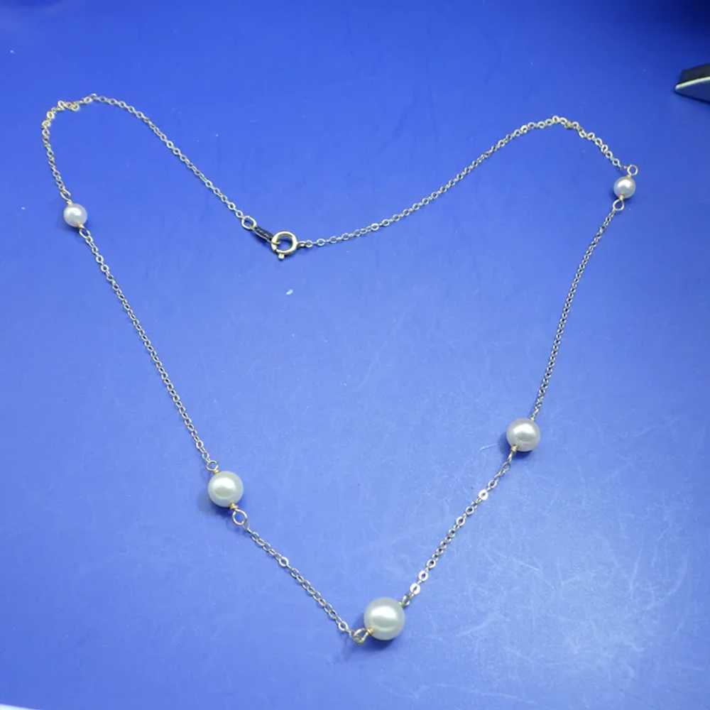 1950s Petite Cultured Pearl necklace 14k, White C… - image 8