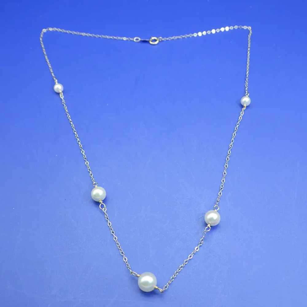 1950s Petite Cultured Pearl necklace 14k, White C… - image 9