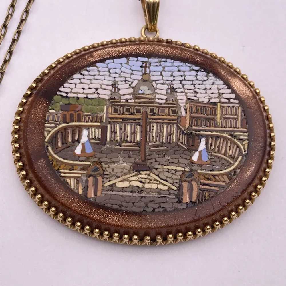 Victorian Grand Tour Micro Mosaic Pendant Necklac… - image 2