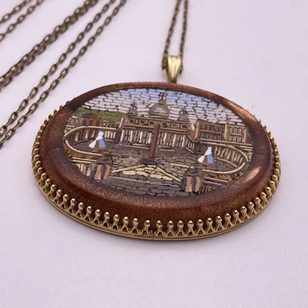 Victorian Grand Tour Micro Mosaic Pendant Necklac… - image 3