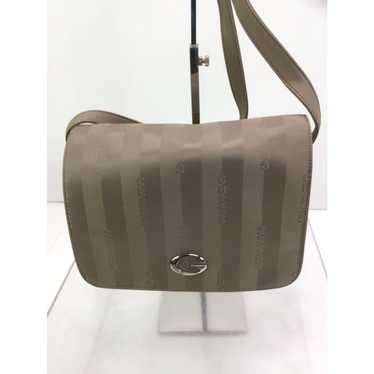 Guess Authentic Leather Accented Taupe Striped Fa… - image 1