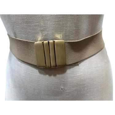 Vintage 70s Taupe Elastic Belt | Modernist Enamel 