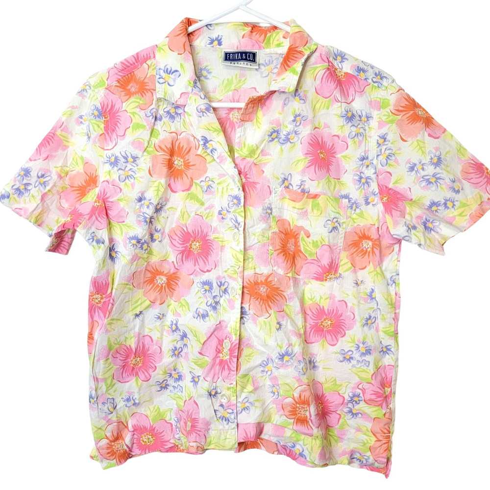 Vintage Vintage 90s Floral Shirt Women Medium Col… - image 8