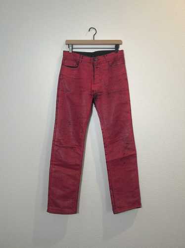 Maison Margiela Artisanal FW 09 Red Painted Jeans - image 1