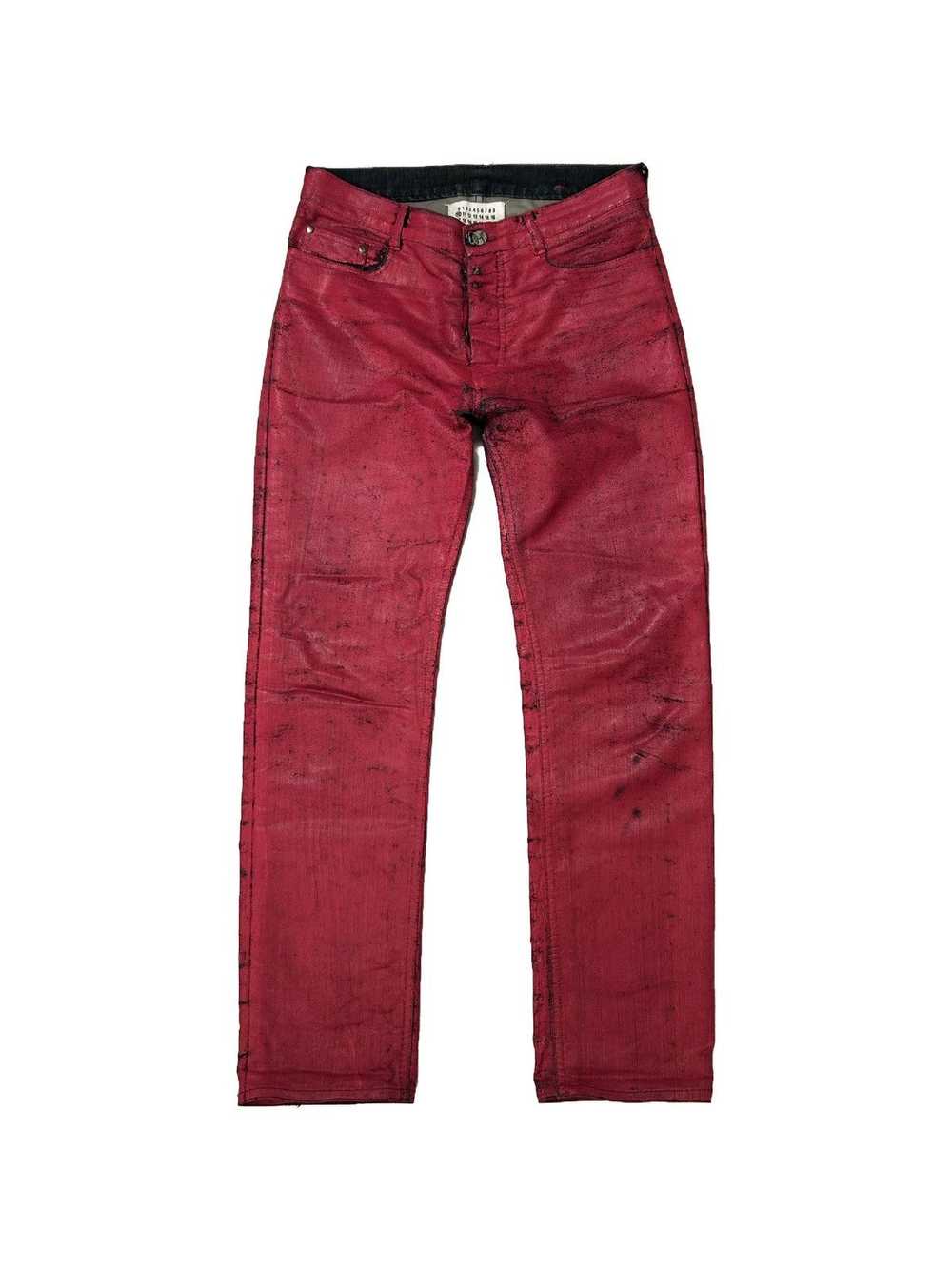 Maison Margiela Artisanal FW 09 Red Painted Jeans - image 3