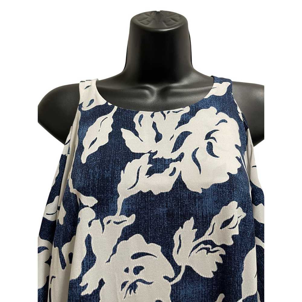 Other Inc Blue White Floral - Cold Shoulder Blous… - image 3