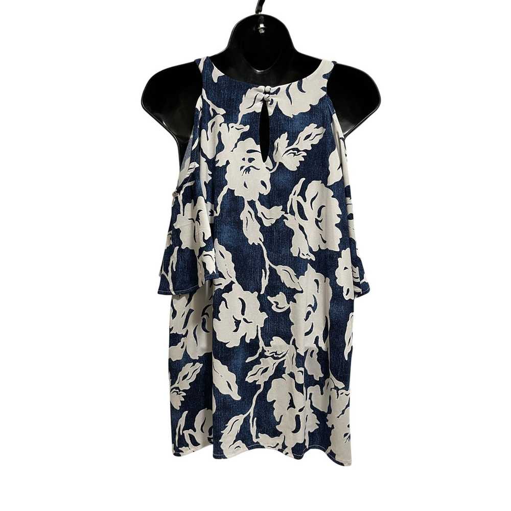 Other Inc Blue White Floral - Cold Shoulder Blous… - image 5