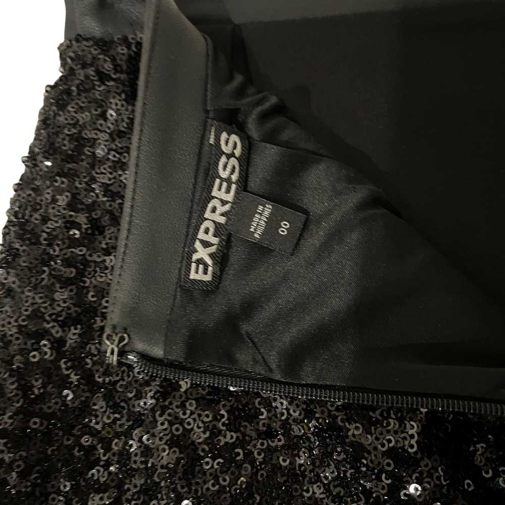 Express Express Vintage Black Sequin Pencil Skirt… - image 6