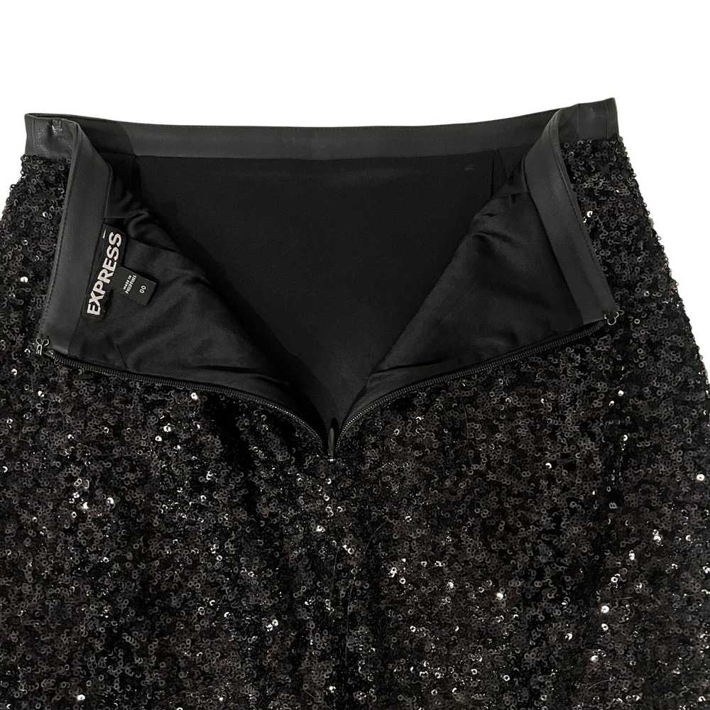 Express Express Vintage Black Sequin Pencil Skirt… - image 7