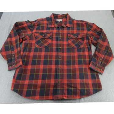 Vintage Mens XXL Red Plaid Flannel Long Sleeve Bu… - image 1