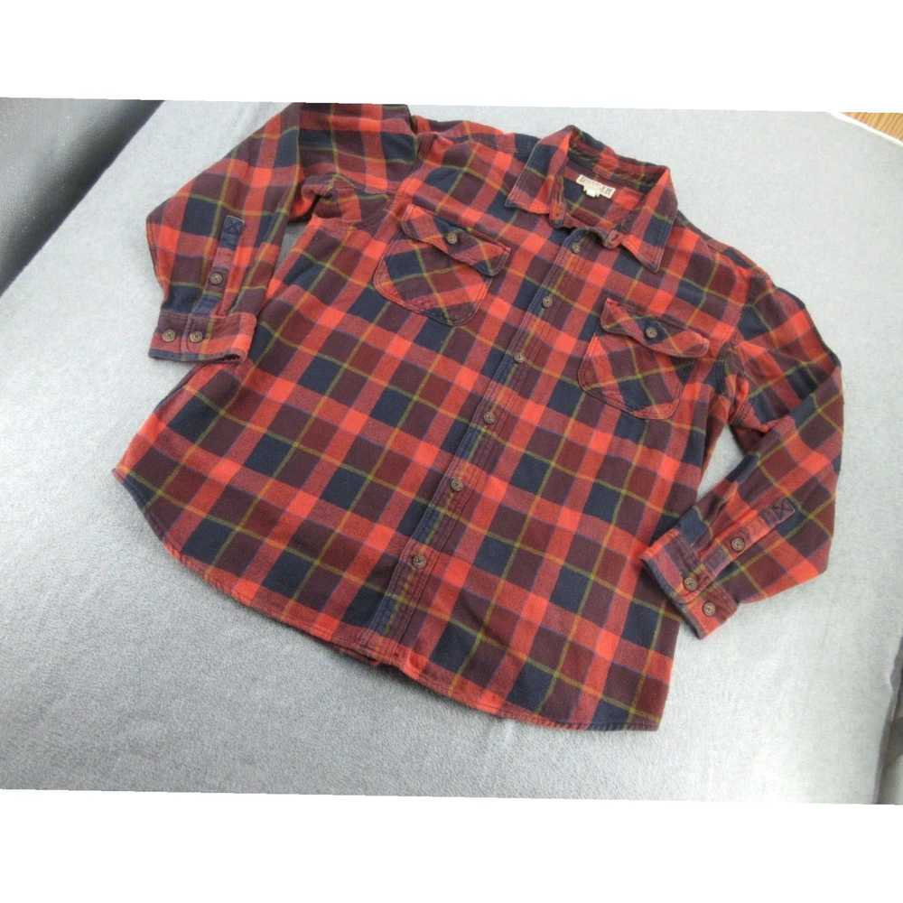 Vintage Mens XXL Red Plaid Flannel Long Sleeve Bu… - image 2