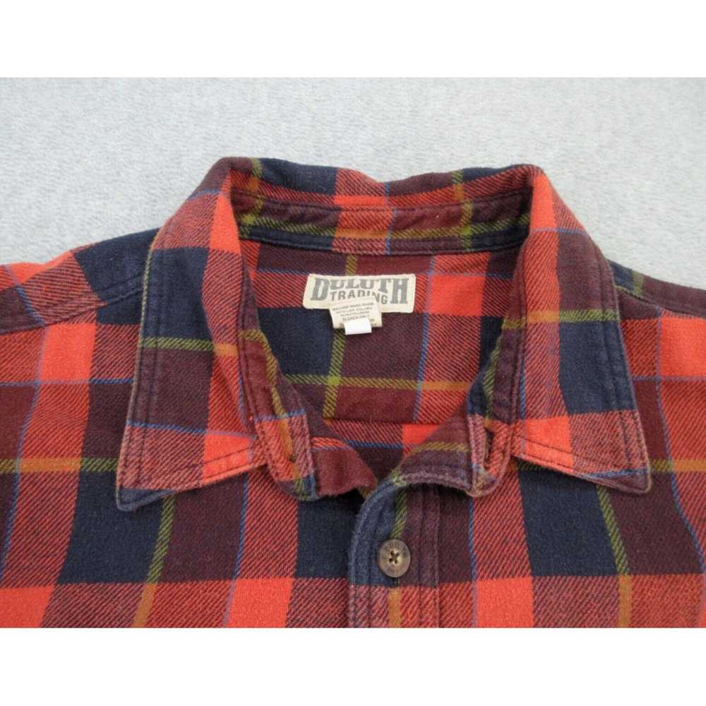 Vintage Mens XXL Red Plaid Flannel Long Sleeve Bu… - image 4