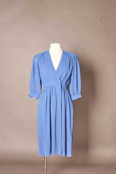 Pierre Cardin 1970s Pierre Cardin Blue Wrap Dress