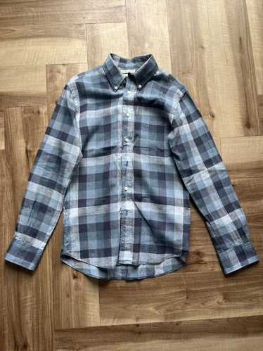 Union Made Union Made linen blue check shirt