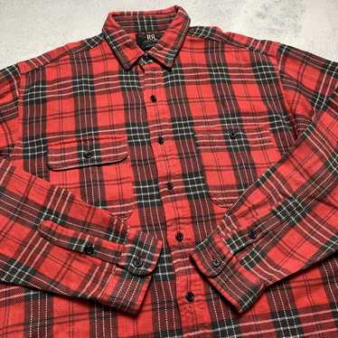 EUC Mens Ralph Lauren FLANNEL double lined red store Buffalo plaid 100% cotton size M