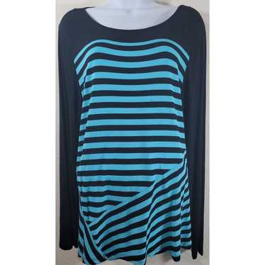 Other Dana Buchman Black Teal Striped Long Sleeve… - image 1