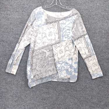 Vintage Chico's Blouse Womens 1 US 8 Gray Pullove… - image 1