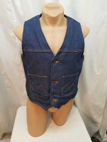 Vtg 70s Sherpa Lined Denim Vest by Maverick Denim… - image 1