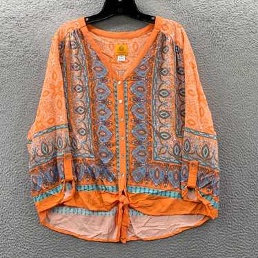 Vintage Vibrant Orange and White Paisley Print Lo… - image 1