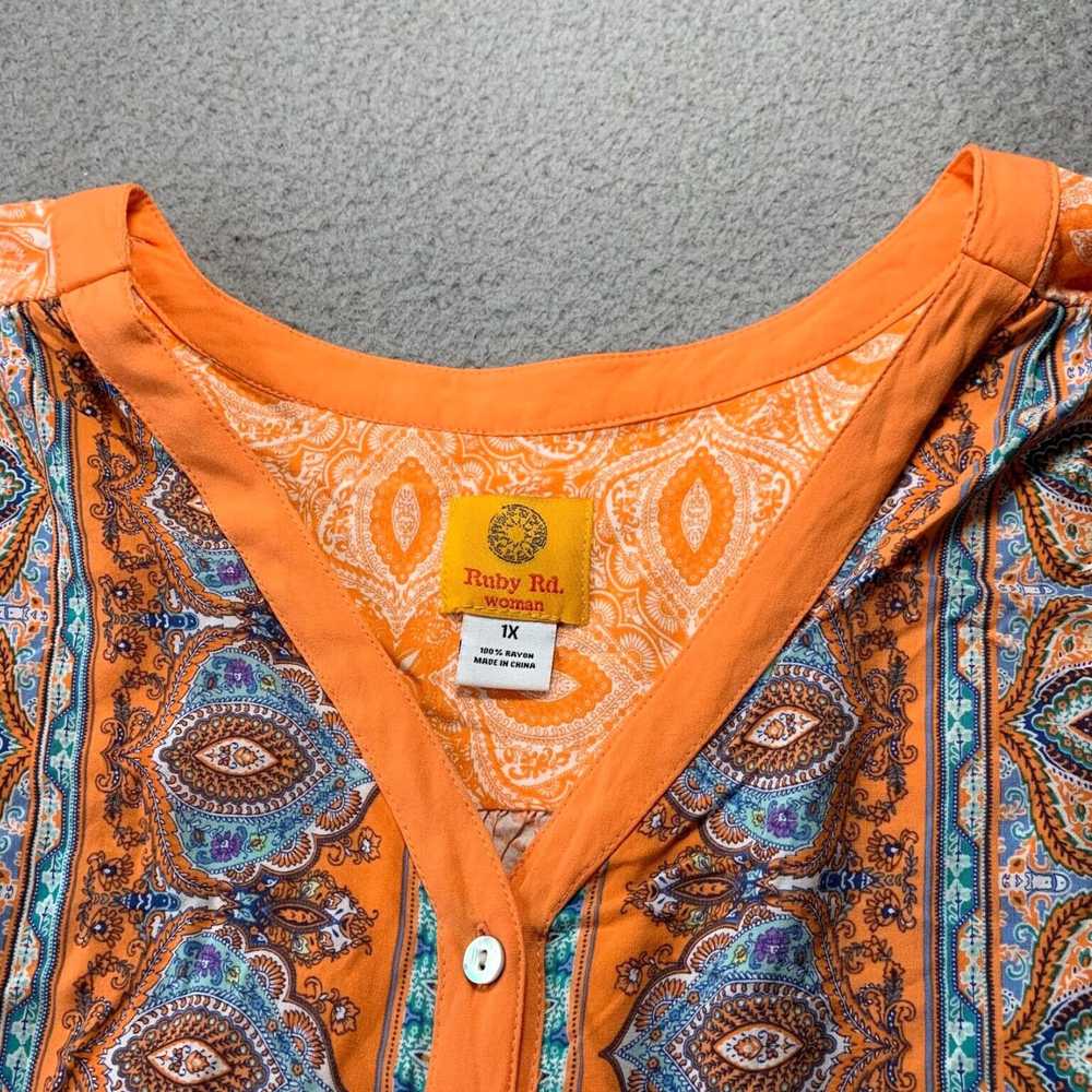 Vintage Vibrant Orange and White Paisley Print Lo… - image 6