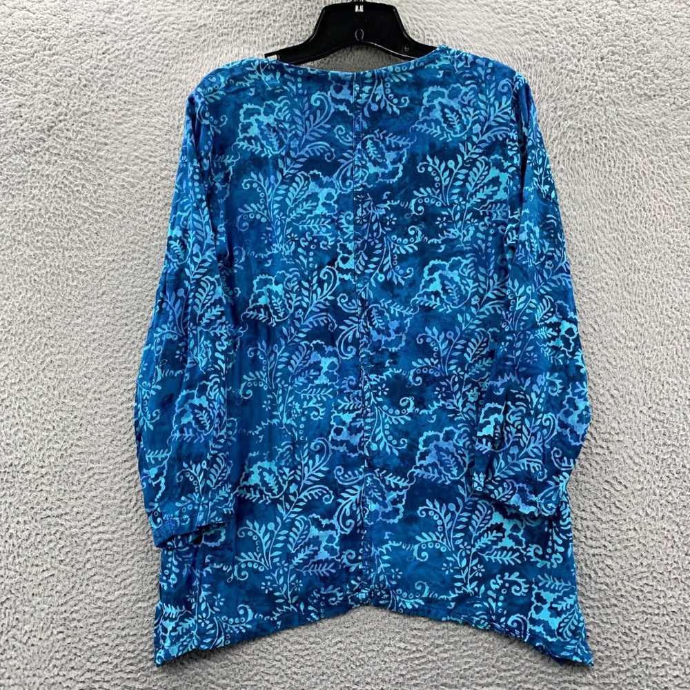 Vintage Floral Patterned Blue Long Sleeve Petite … - image 2