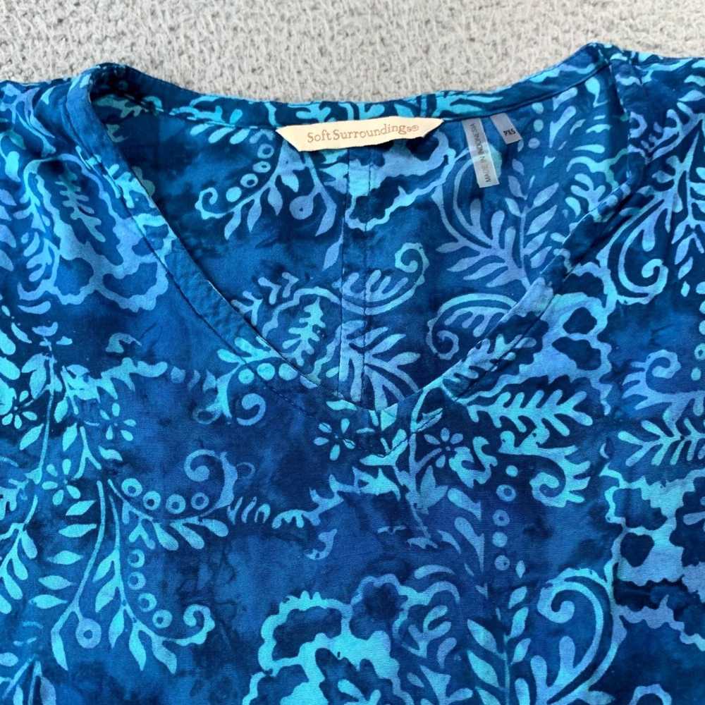 Vintage Floral Patterned Blue Long Sleeve Petite … - image 6