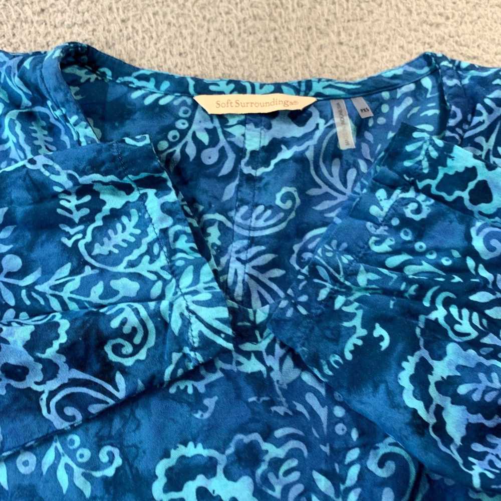 Vintage Floral Patterned Blue Long Sleeve Petite … - image 7