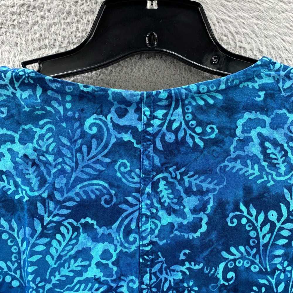 Vintage Floral Patterned Blue Long Sleeve Petite … - image 8