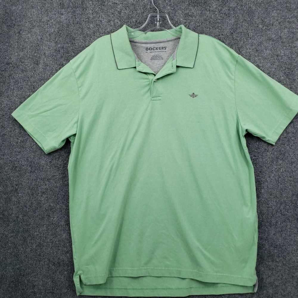 Dockers Dockers Polo Shirt Mens L Large Green But… - image 1