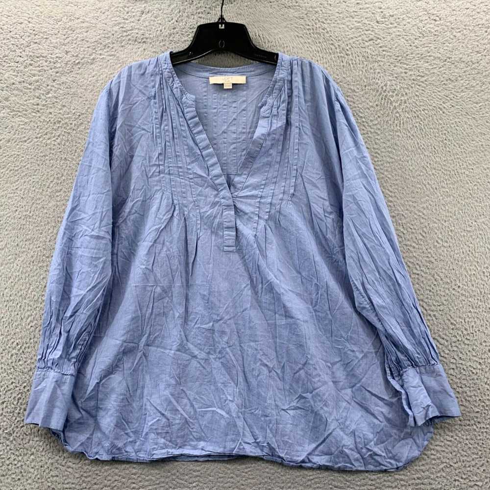 Loft Sheer Blue Long Sleeve Top for Women in Size… - image 1