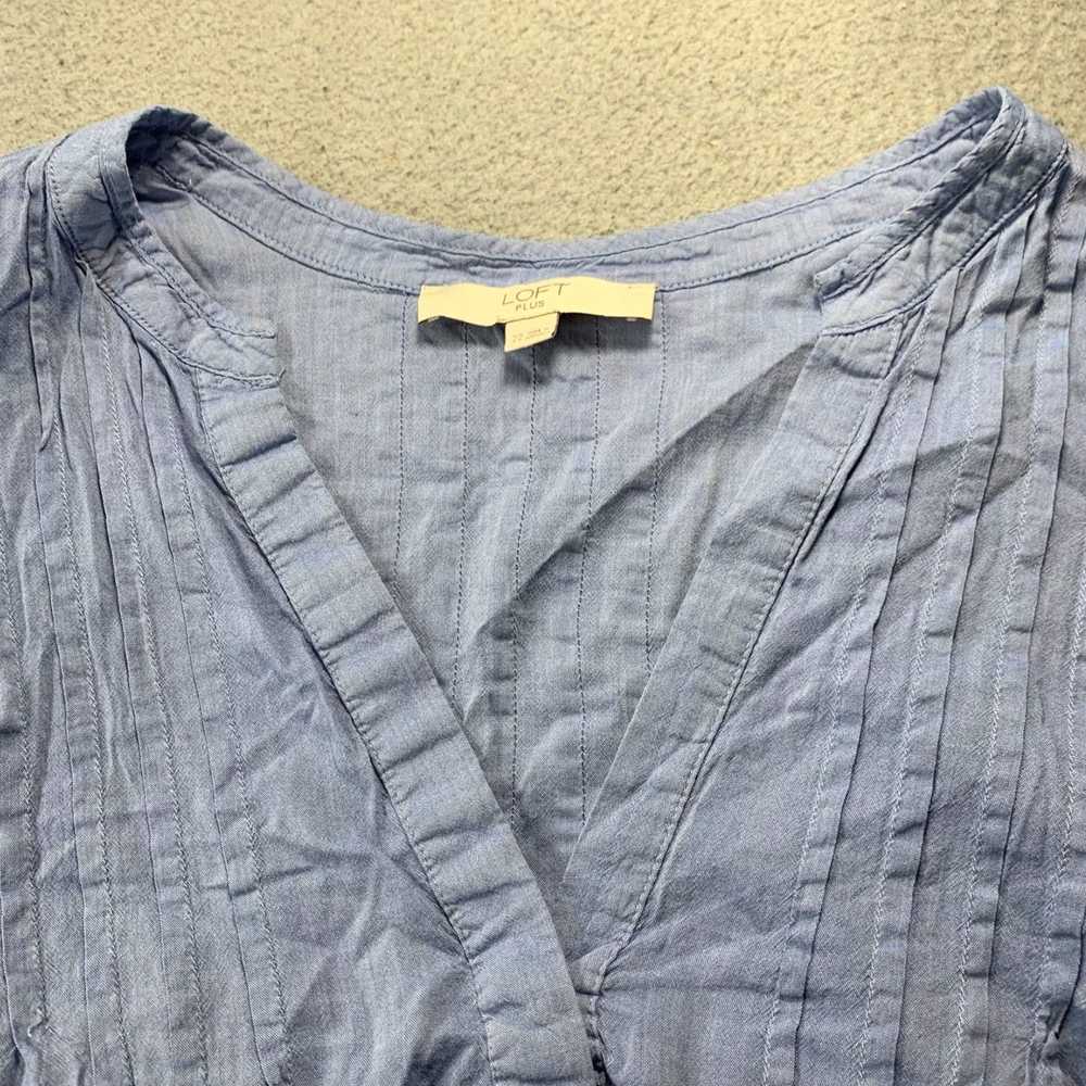 Loft Sheer Blue Long Sleeve Top for Women in Size… - image 6