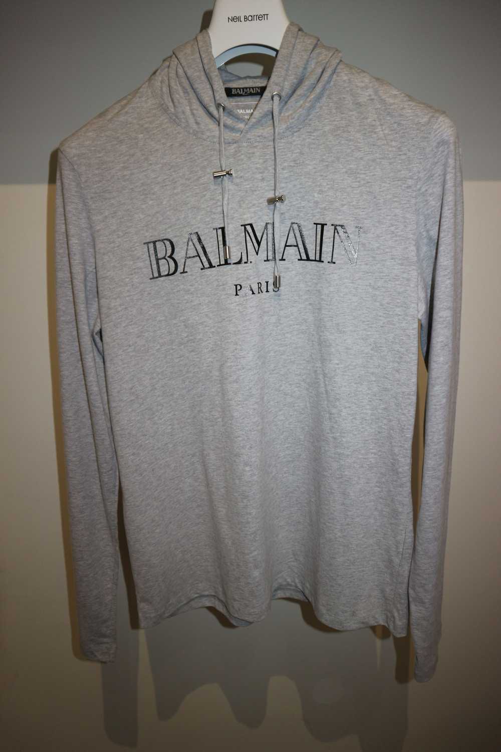 Balmain logo print hooded t-shirt - image 1