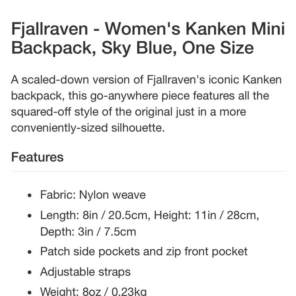 Fjallraven Womens Kanken Mini Backpack Sky Blue N… - image 5