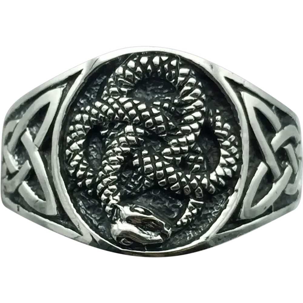 Sterling Silver Celtic Snake Ring - image 1