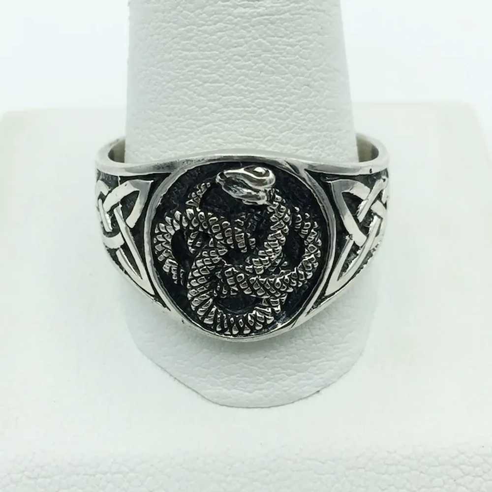 Sterling Silver Celtic Snake Ring - image 2