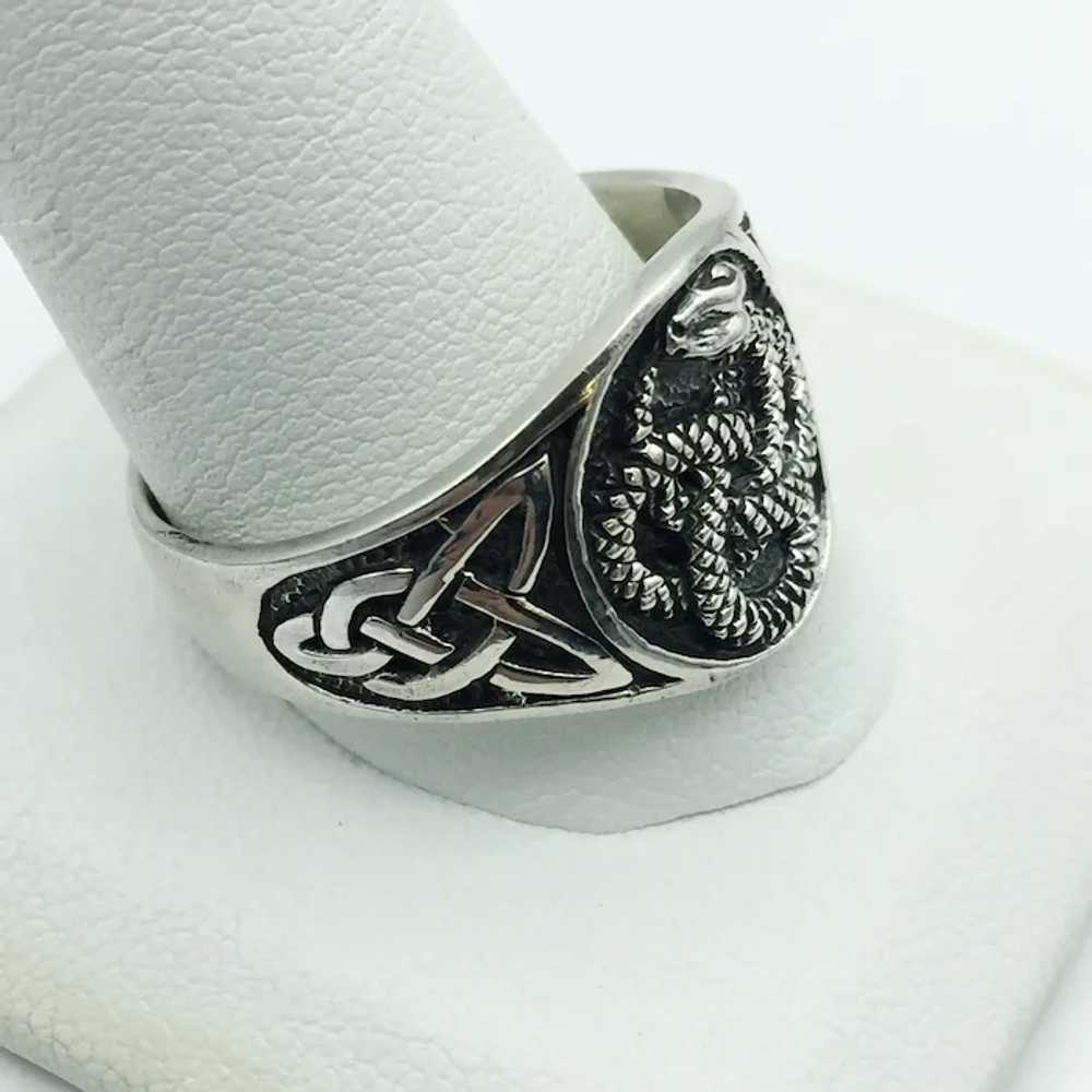 Sterling Silver Celtic Snake Ring - image 3