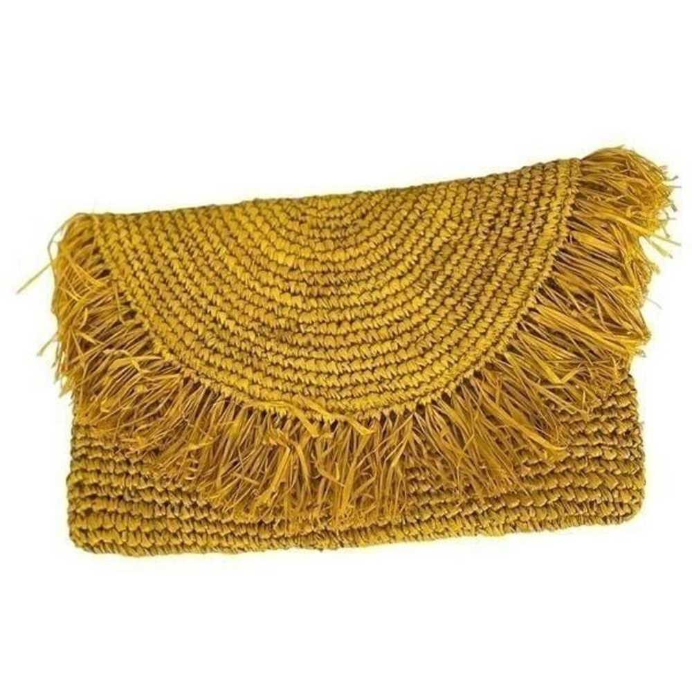 BTB Los Angeles NEW Raffia Clutch Purse Sunny Yel… - image 11