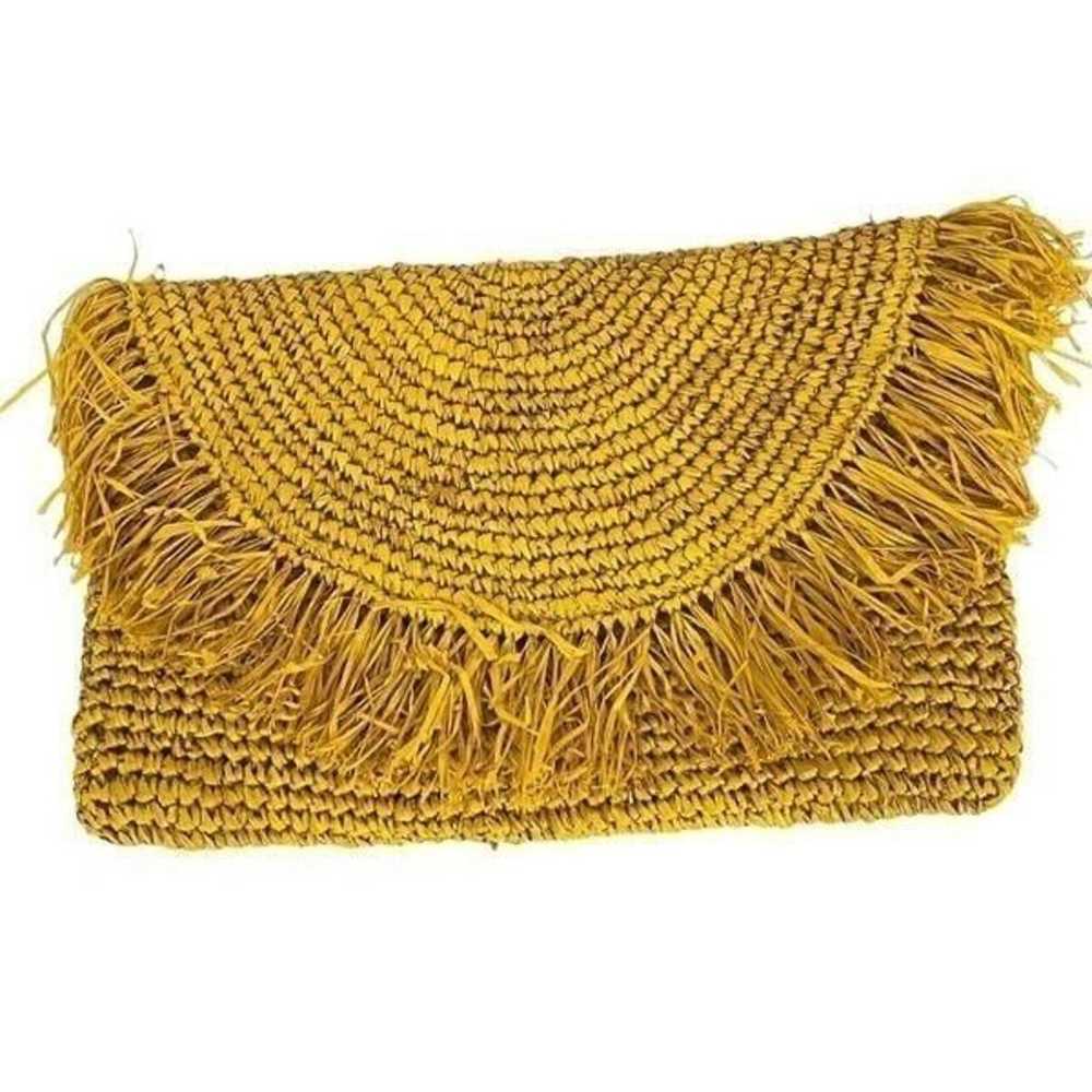 BTB Los Angeles NEW Raffia Clutch Purse Sunny Yel… - image 1