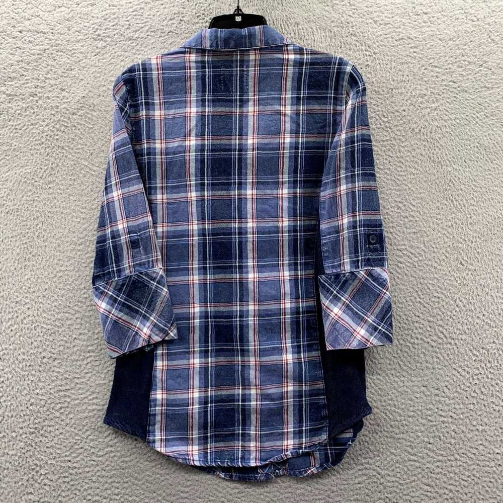 Vintage Blue and White Plaid Long Sleeve Button U… - image 2